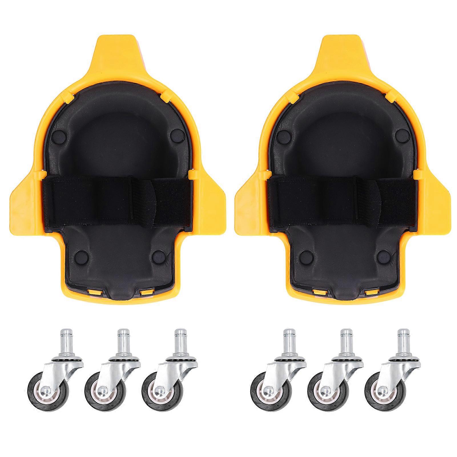 1 Pair Knee Padswith Wheels Multifunctional Soft Lining Yellow Sliding Kneeling Cushion with Universal Wheels