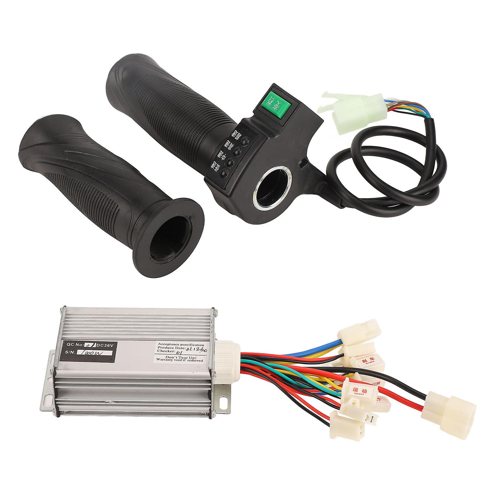Brushed Motor Controller Set Aluminum Alloy Shell Rubber Handle 36V 1000W 4 Speed Throttle Twist Grip Handle for Electric Bike 