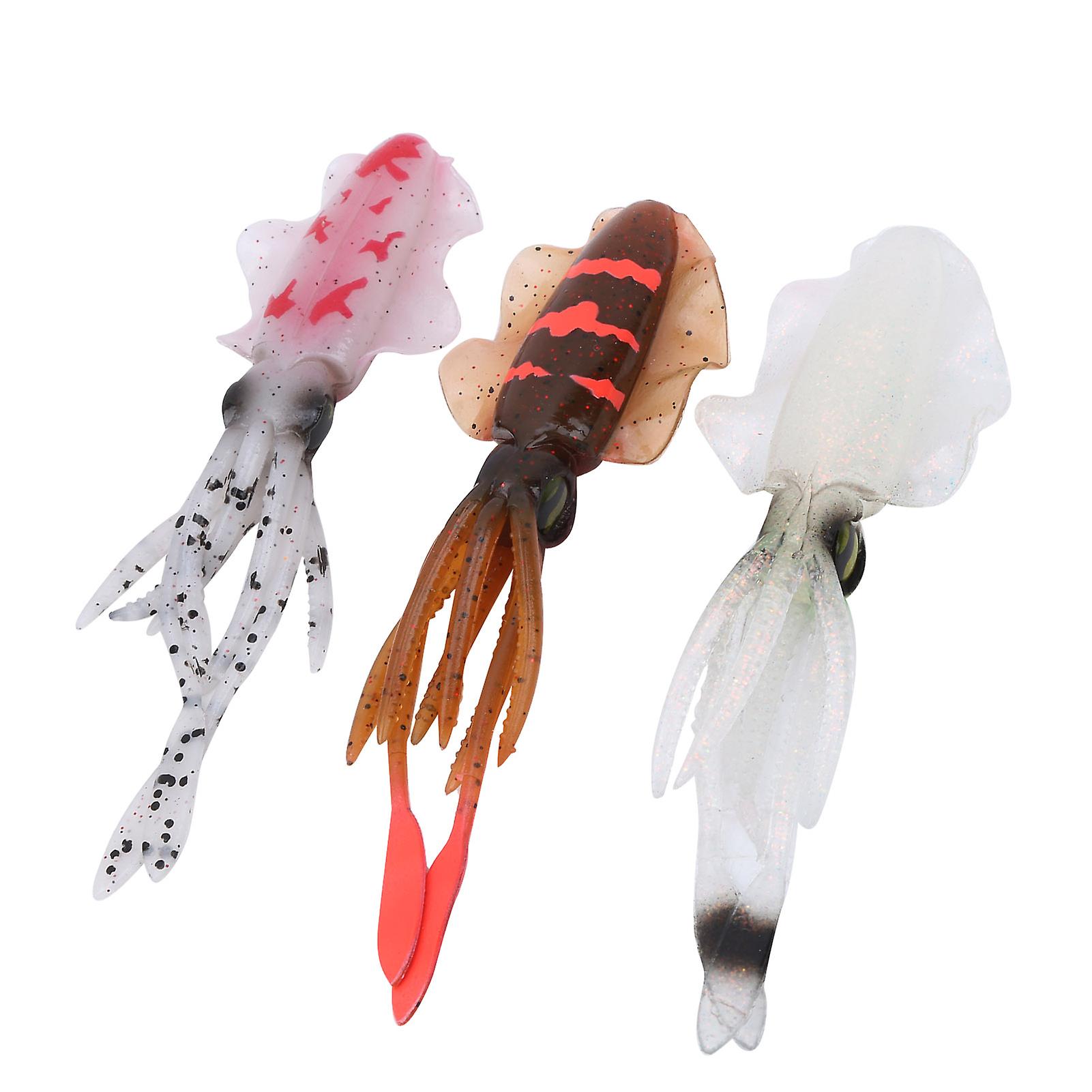 3 STÜCKE Soft Squid Köder Köder 80g Hochseefischen Trolling Braun Rosa Weiß