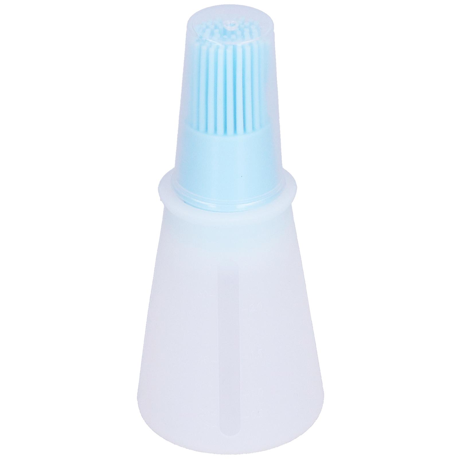 Silicone Oil Bottle Brush with Transparent Cap Multifunctional Kitchen Tool for Sauce Barbecue Basting and Cooking Blue