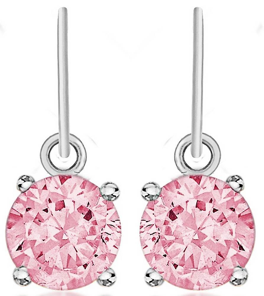 KJ Beckett Cubic Zirconia Round Drop Earrings - Silver/Pink