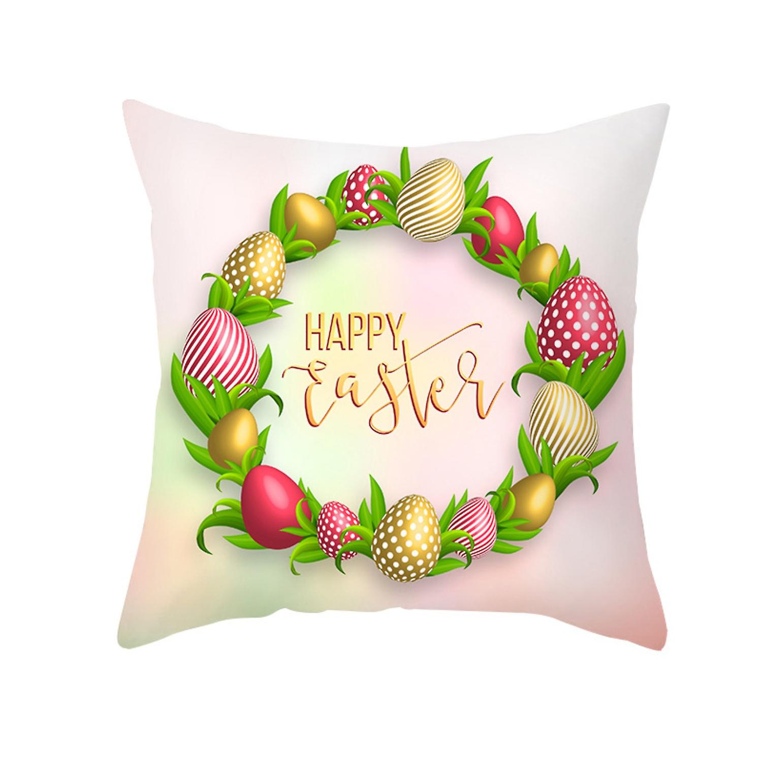 Roadoor Easter Pillow Cover Convenient Add Atmospheres Polyester Peach Skin Theme Egg Pillow Case fo