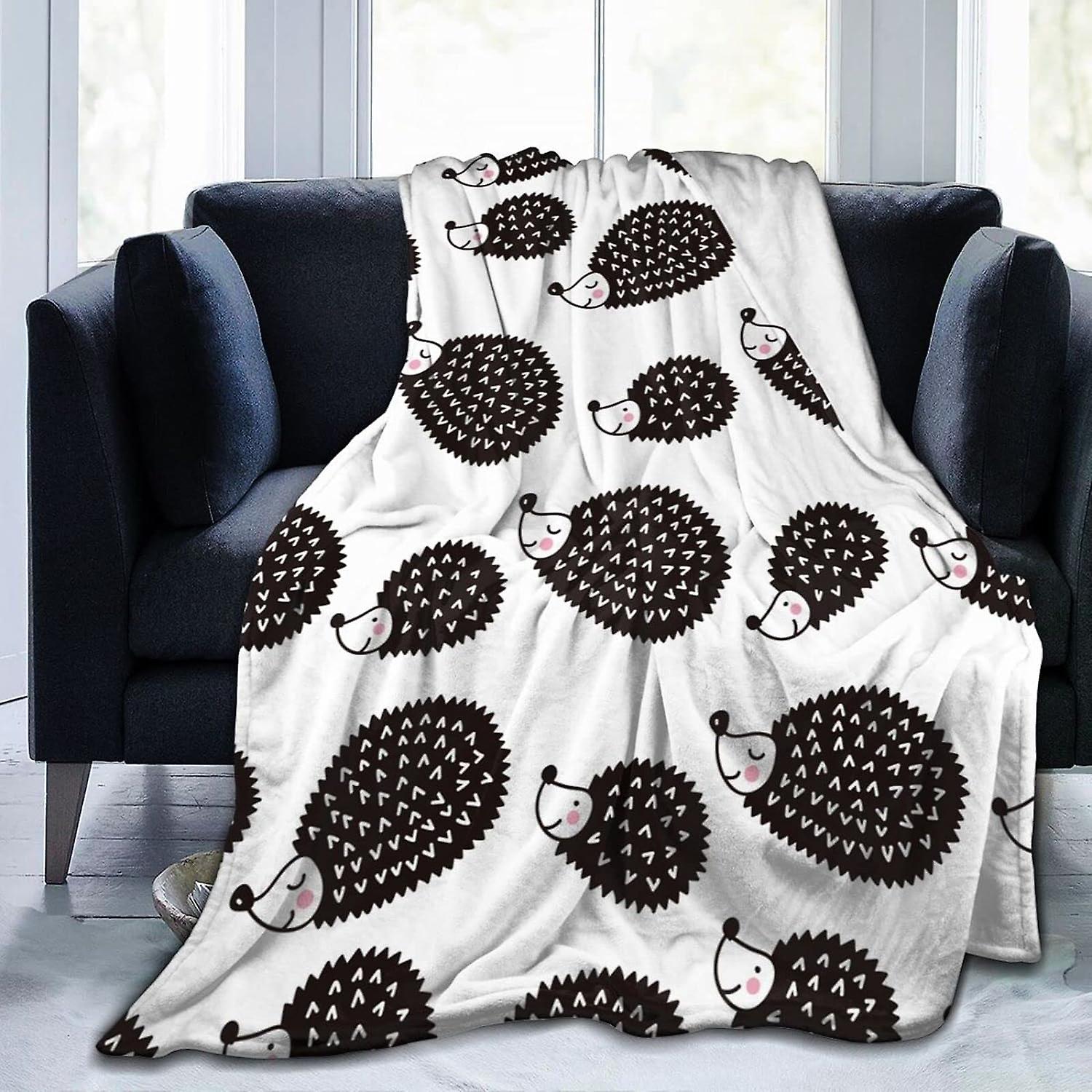 Jeter Couverture Happy Hedgehogs Ultra Doux Flanelle Couverture Moelleux Chaud Simple Couverture Anti-boulochage Lavable Pour Lit Canapé Salon 50 « x 40 »
