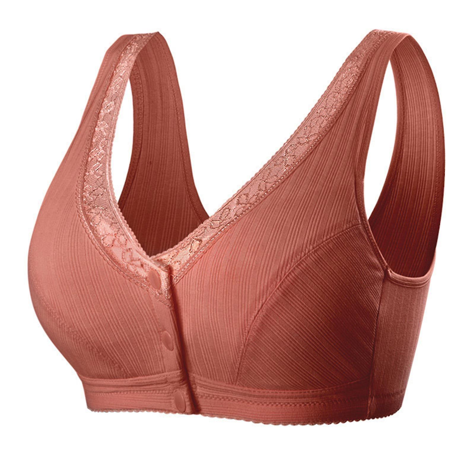 Comfortable Cotton Large Size Bra With Front Button Wireless Underwear Womens Breathable Seamless