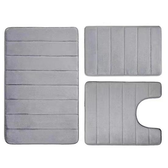 3 Pieces Bath Mat Set Bathroom Rug Water Absorption Non-Slip Thick Machine Washable