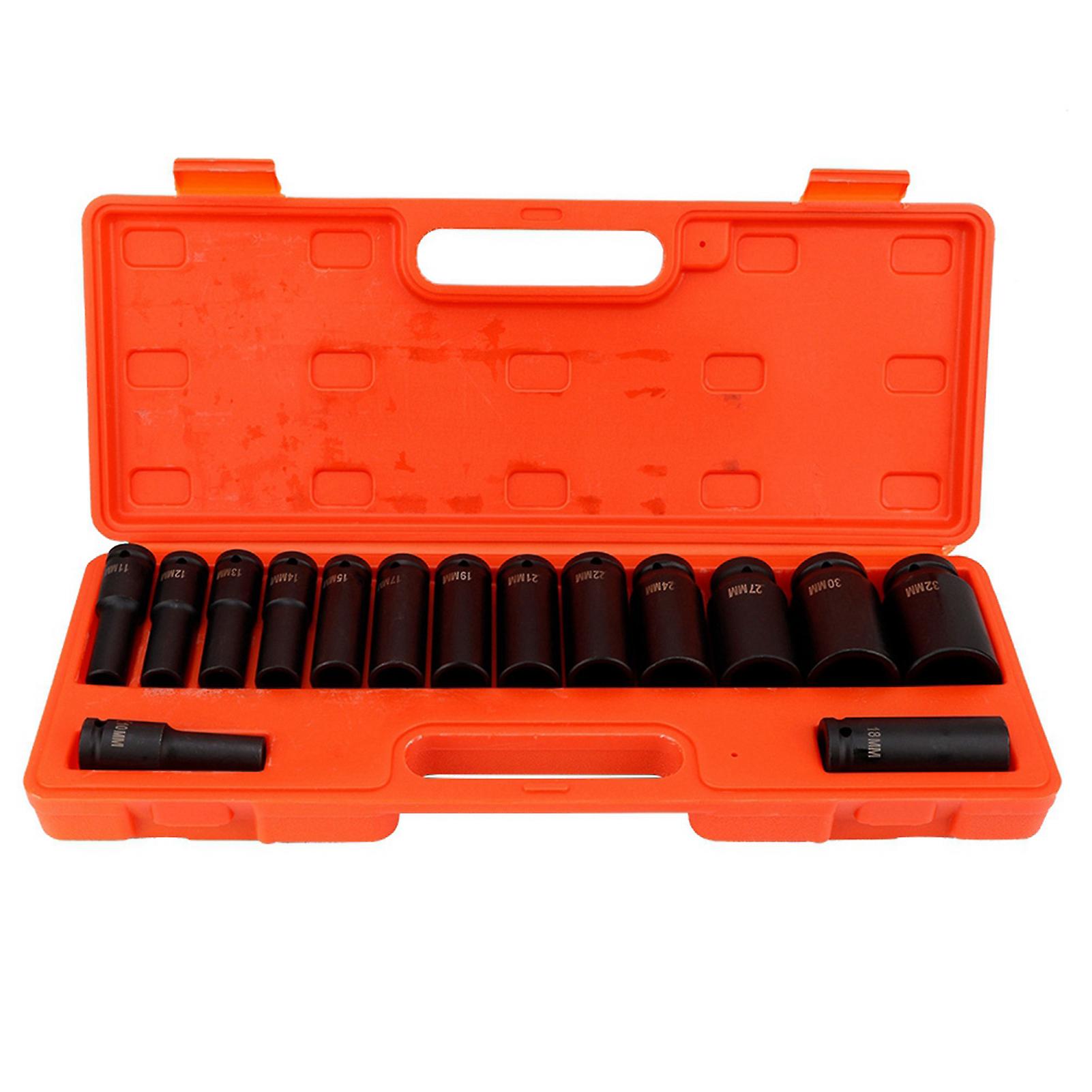 15 Piece 1/2 Inch (10-32mm) Deep Impact Socket Set for Workshop and Garage