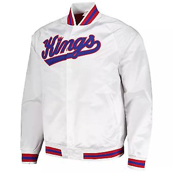 Nba Kings White Satin Letterman Bomber Varsity Baseball...