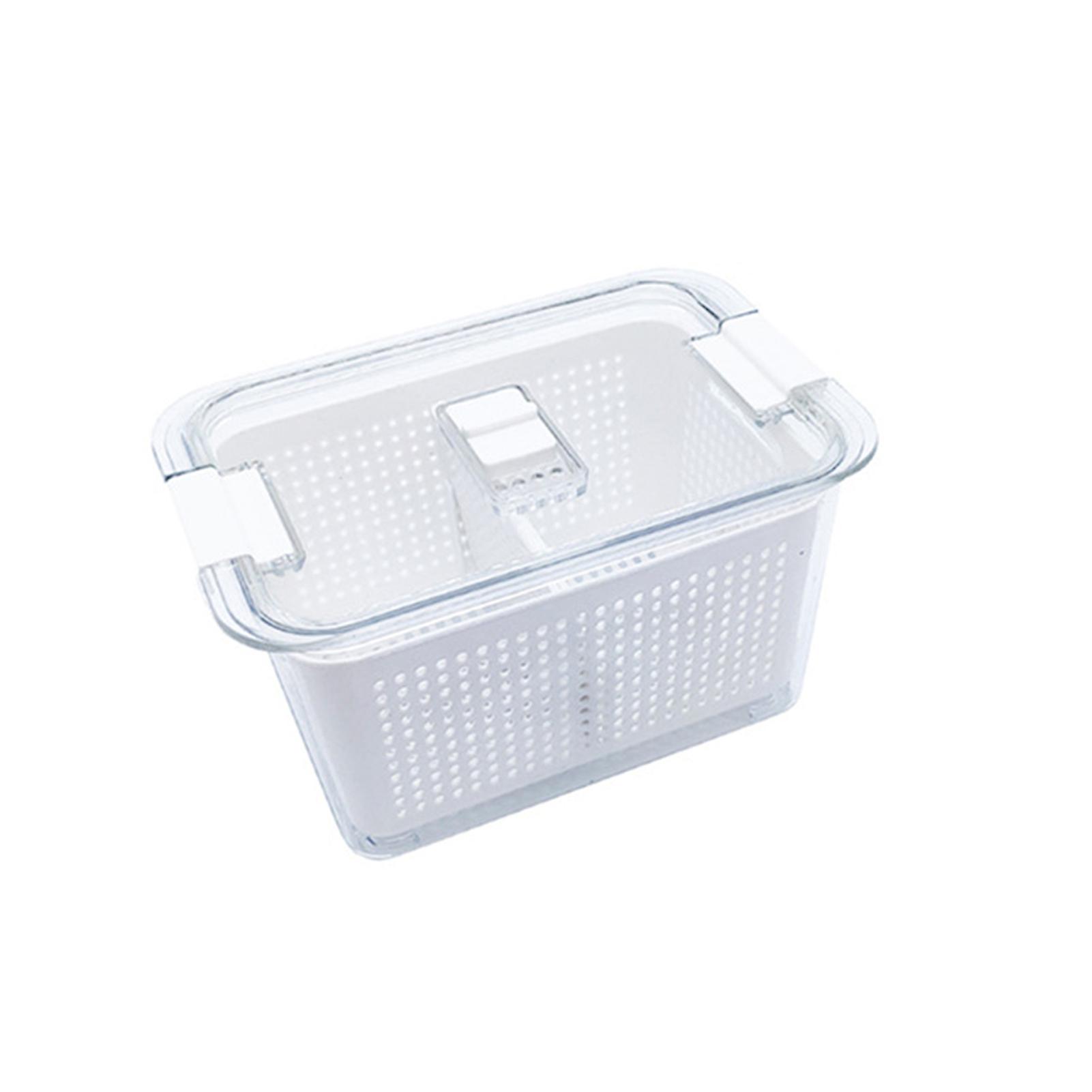 Fridge Food Storage Box Double Layers with Colander Drainage Function Transparent Large Capacity Crisper Picnic Camping Vegetable Fruit Meat Storage