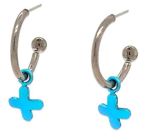 Ti2 Titanium Plus Charm Hoop Earrings - Kingfisher Blue
