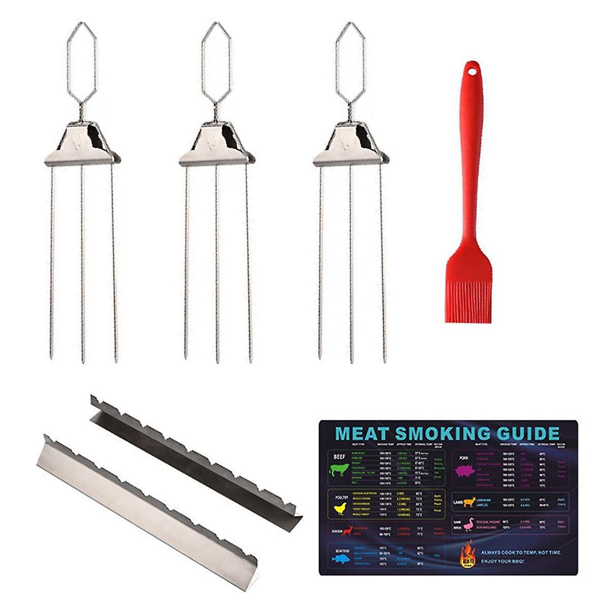 3 Way Grill Skewers with Handle,Stainless Steel BBQ Skewer Kabob Skewers for Meat, Chicken, Sausages,B