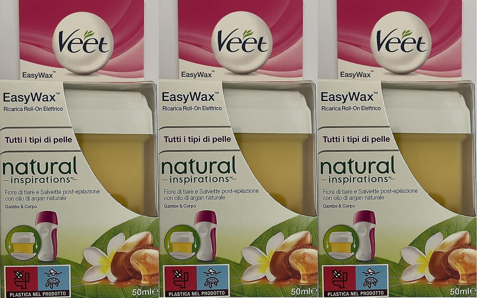 3 x 50ml Veet Easy Wax Electrical Roll On Refill - Wszystkie rodzaje skóry (Exp 05/2024)