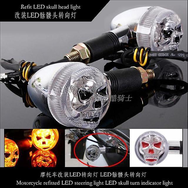 Motorcycle Conversion Accessories Motorcycle Modification Lights LED Turn Signals Modified Hardcover LED Skull Turn Signals