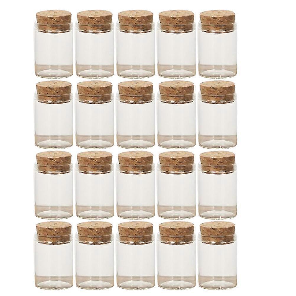 20pcs Cork Glass Bottles Transparent Tea Storage Jars Mini Empty Bottle Tea Subpacking Bottles for Home Party (30x40mm)