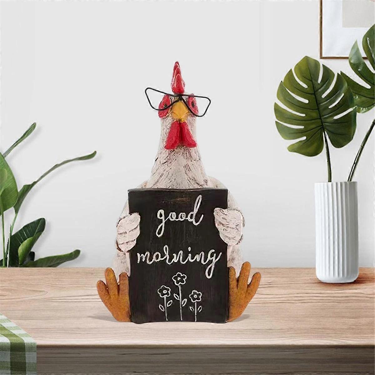 Good Morning Chicken Statue, Sitting and Lying Chicken Statue, Chicken Decoration, Sitting Chicken