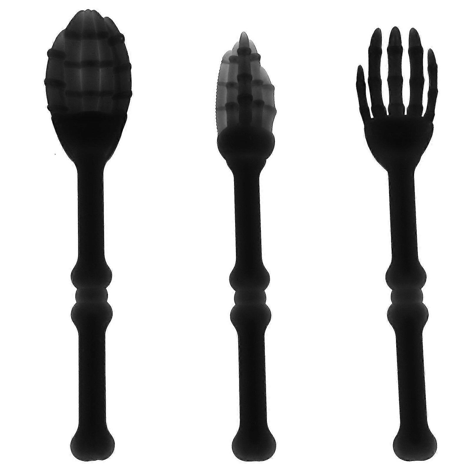 1 Set Creative Halloween Tableware Plastic Fork Spoon Scene Layout Props_Sep