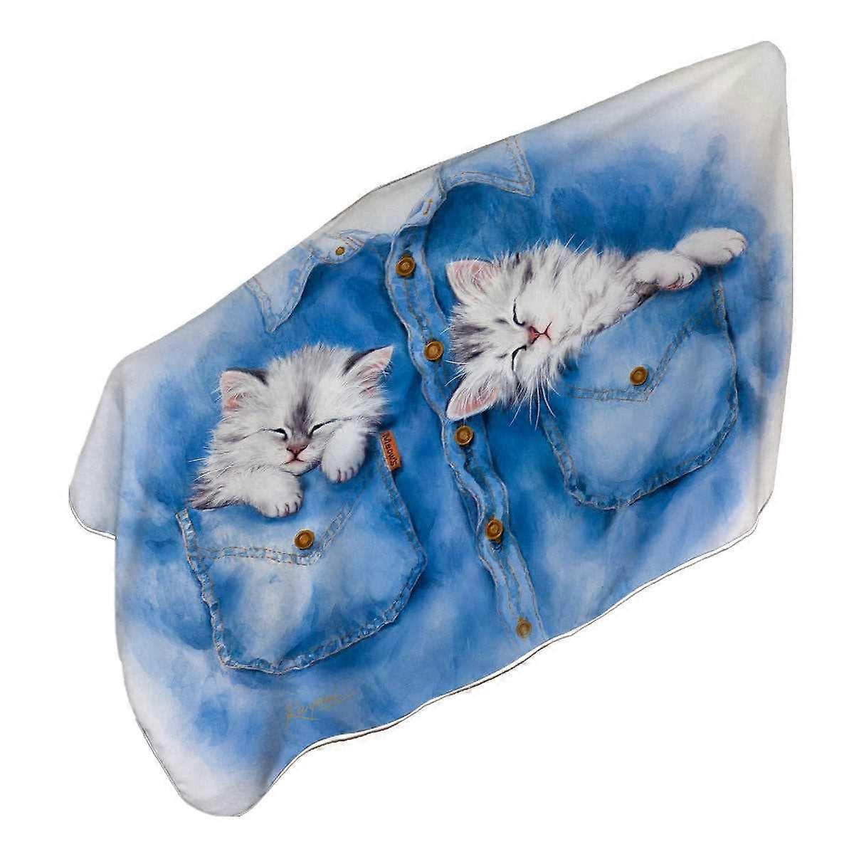 Sweet Dreams Cute Funny Sleeping Grey Kittens Microfiber Beach Towel