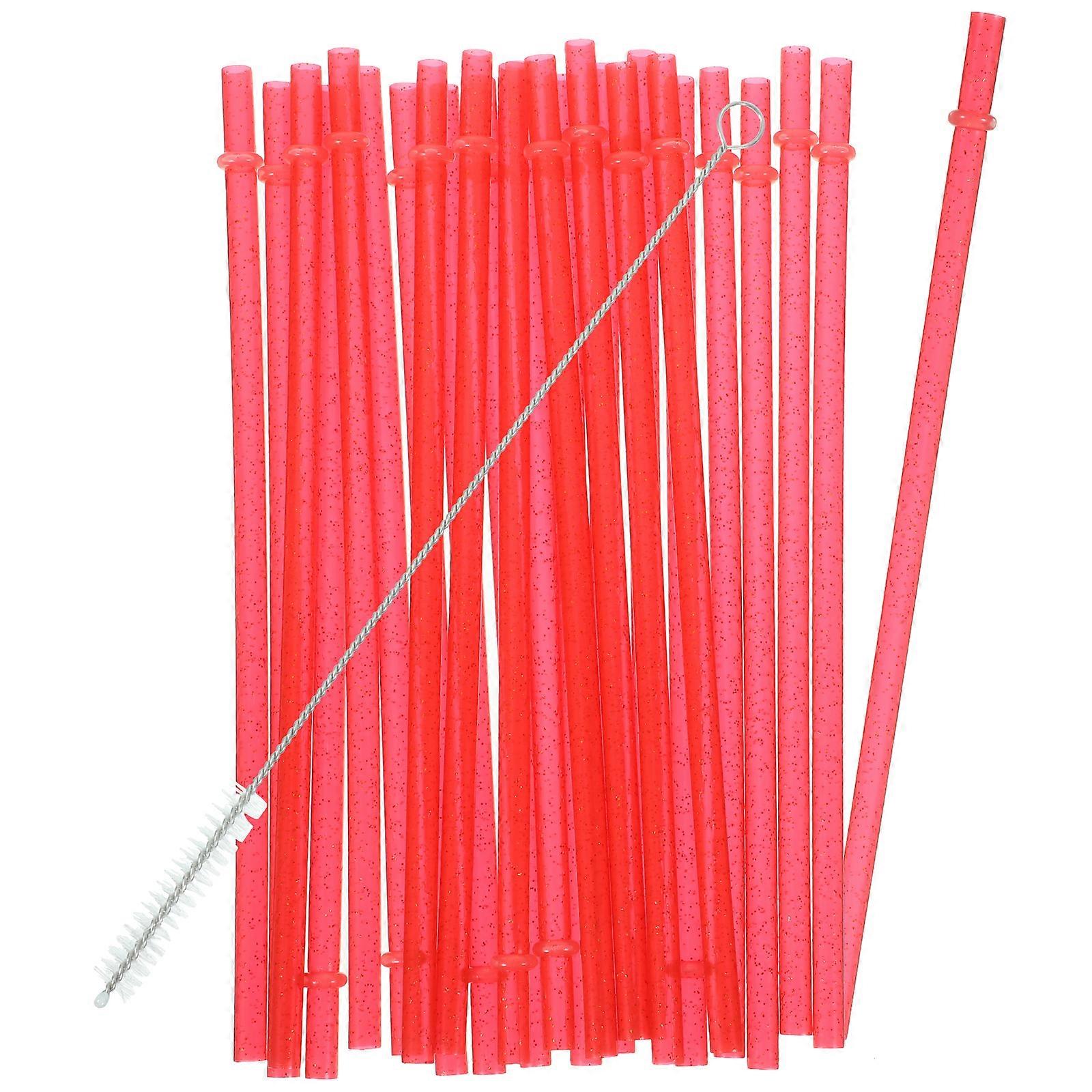 25pcs Party Reusable Straws Festival Drinks Straws Long Straws for Juice Water with Cleaning Brush