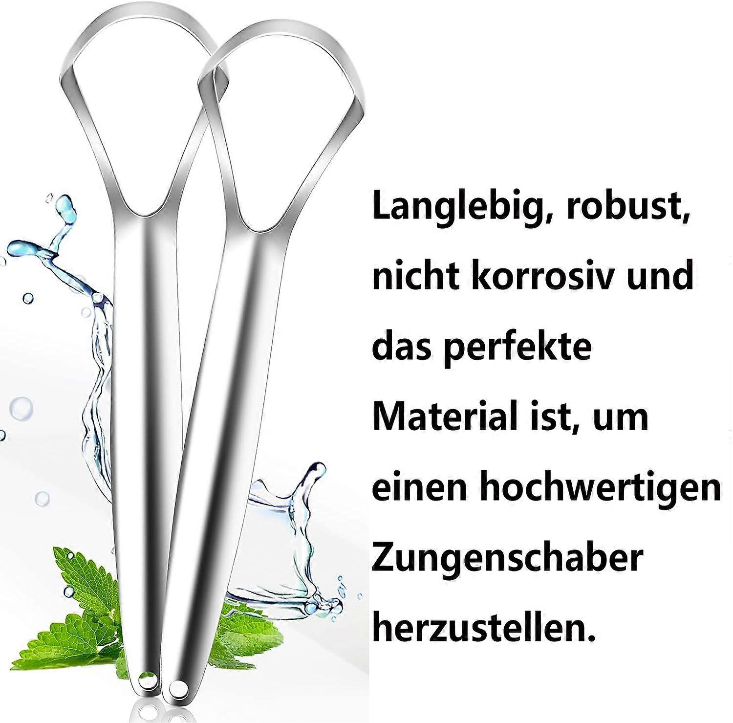 2pcs Tongue Brush Large Opening Tongue Scraper [Silver]