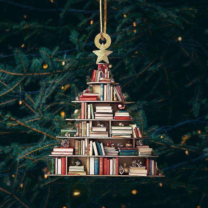 Personalized Gifts for Book Lovers, Book Lover's Tree Ornament,Acrylic Tree Ornament Gift for Her Librarian, 2024 Christmas Ornaments - Flat Printed A