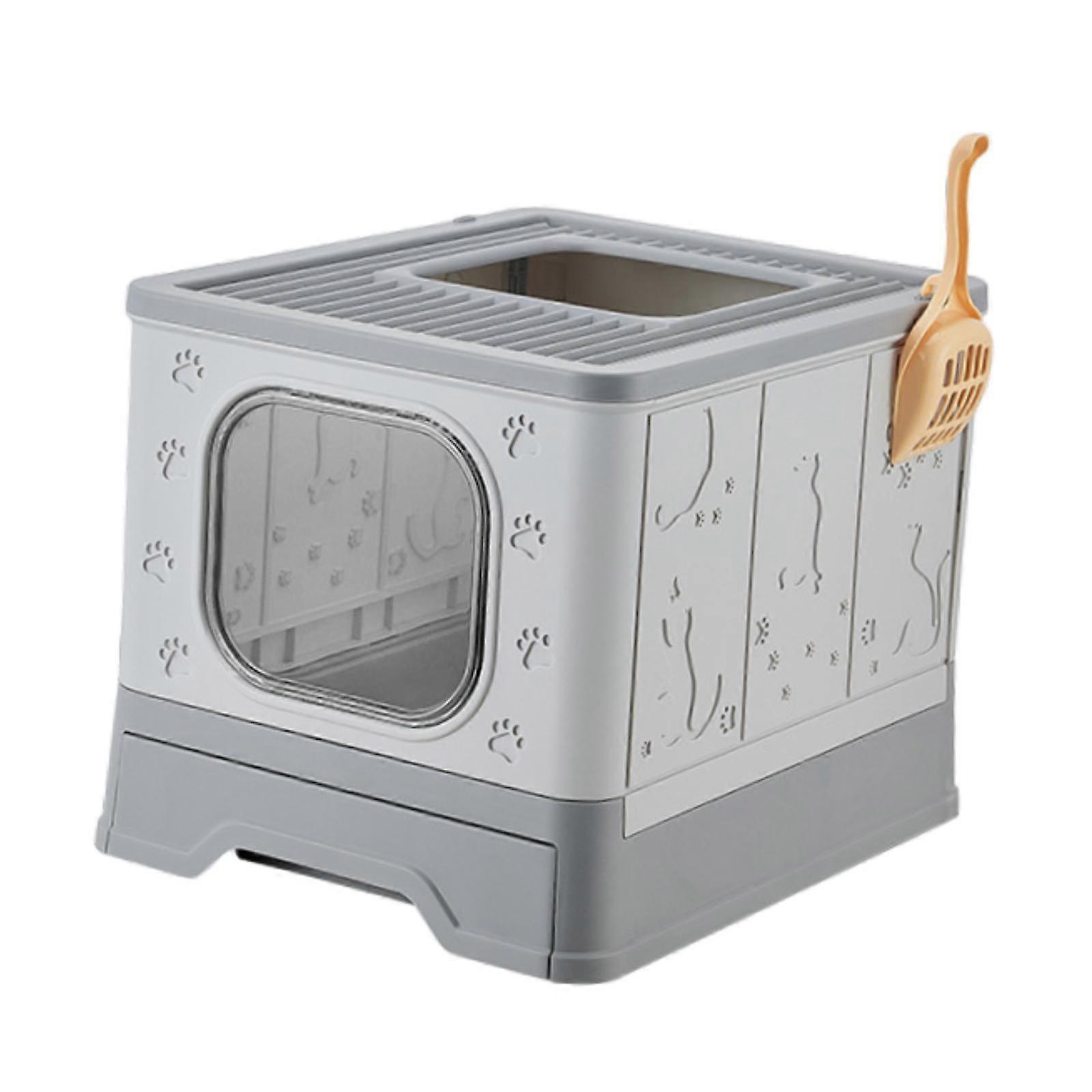 ארגז חול לחתולים קל להרכבה חתלתול חתלתול שירותים לבית מקורה חיצוני אפור רסיס אפור