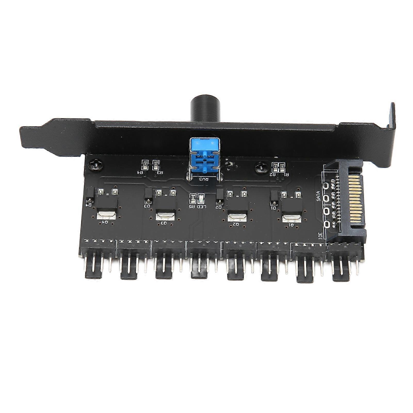 Fan Hub 12V 3pin 4pin 1 Knob 8 Channels Stable Precise Fan Speed Controller with Screw for Computer CPU ChassisSATA Interface