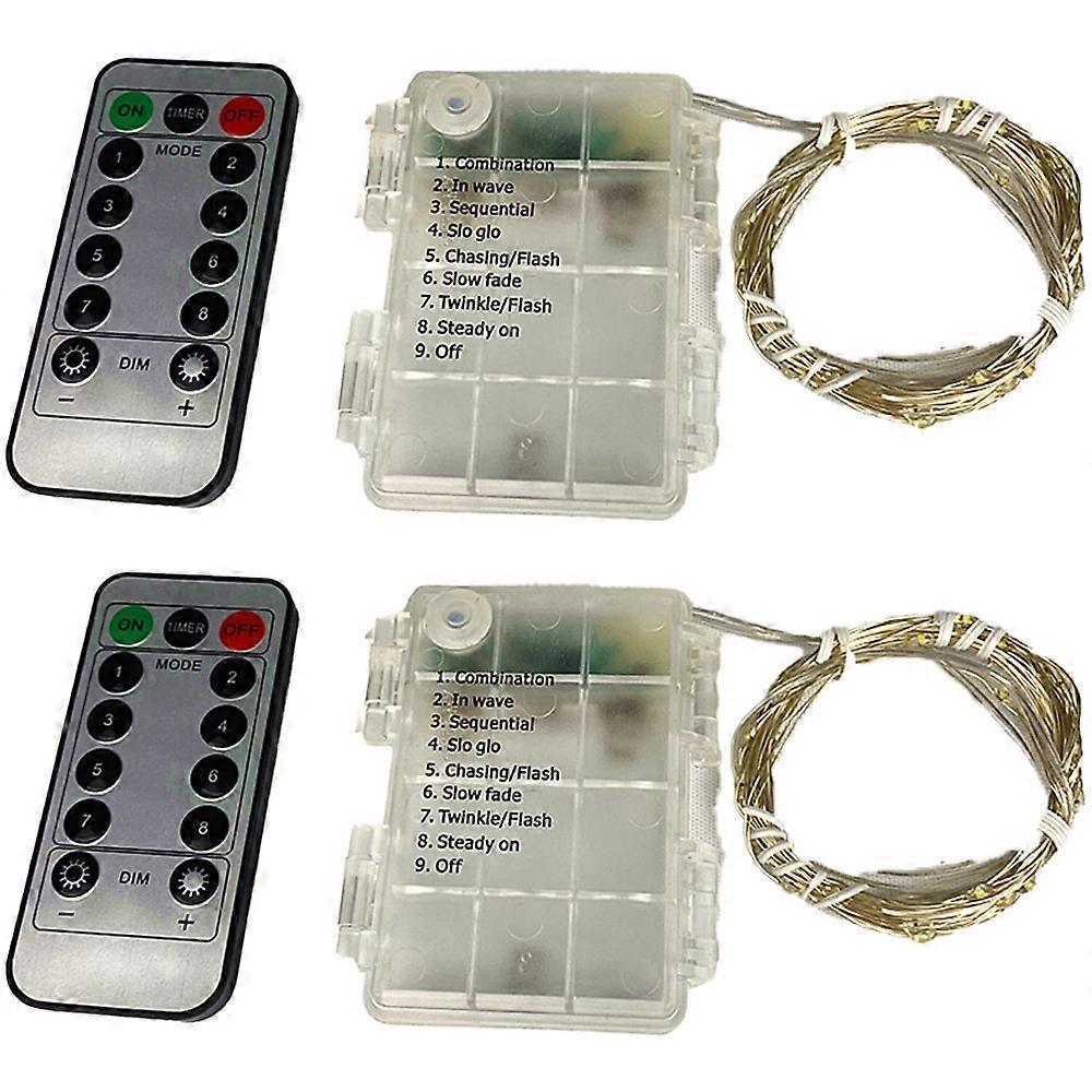 QQDD 2 Pack String Lights, 33 Feet 100 LEDs,USB Bendable Blinking Lights with Remote Control,Yard,Garden