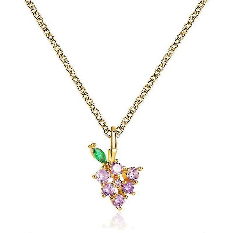 Lindo pingente de uva de cristal colar de ouro cor de prata frutas dos desenhos animados clavícula cadeia colar doce moda collier joias