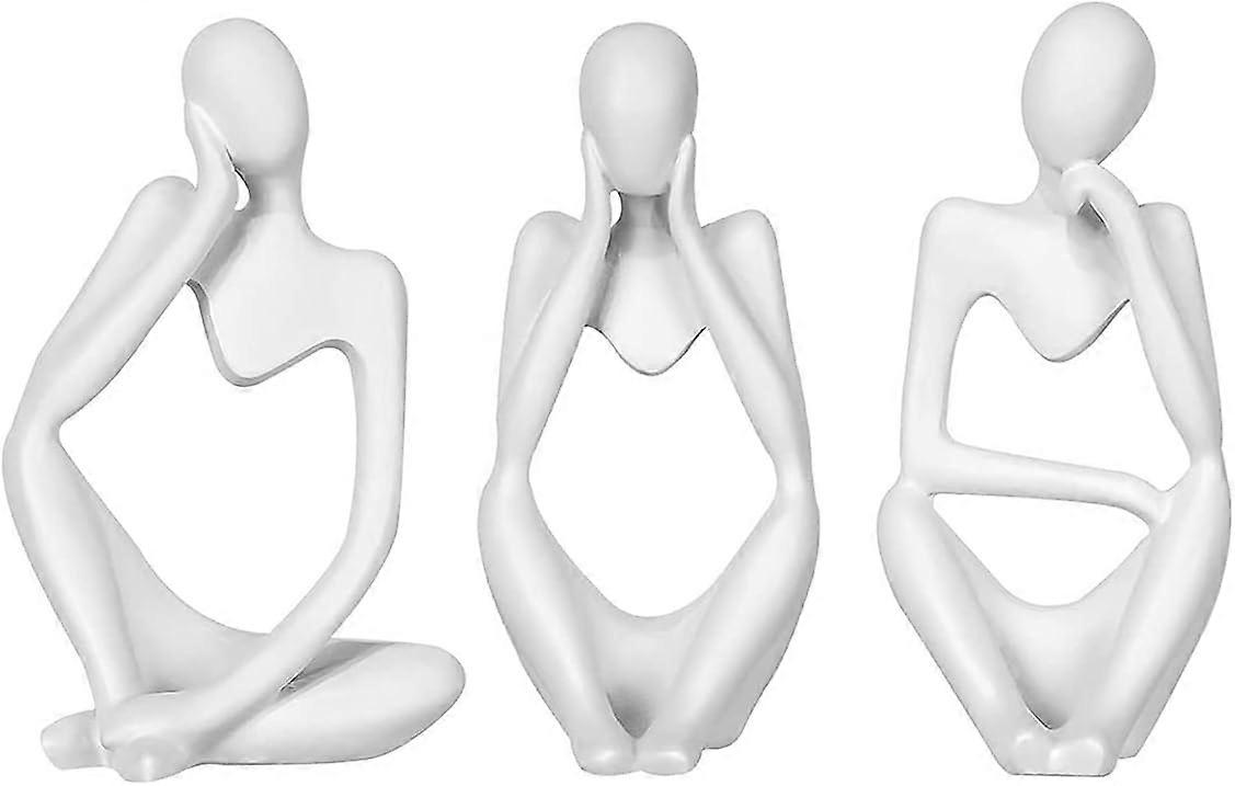 Nordic Thinker Statue Abstract Thinker Sculpture 3Pcs Resin Thinker Figurine Handmade Thinker Ornament Modern Crafts Art for Office Home Desktop Decor