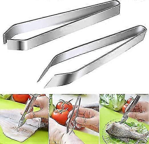 2pcs Pinces en acier inoxydable Pinces à poisson professionnelles Pinces à épiler à poisson Pinces à épiler à poisson Cuisiner Pinces à épiler