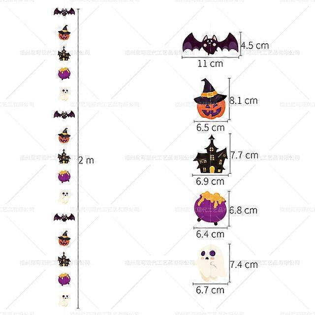 Halloween Pumpkin Bat Paper String Garlands Witch Hat Horror Ghost Hanging Banners Happy Halloween Day Party Decor For Home