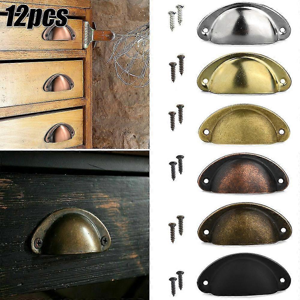 6/12pcs الرجعية شل كأس سحب مقابض المنزل المطبخ الباب خزانة خزانة الأثاث درج المقابض