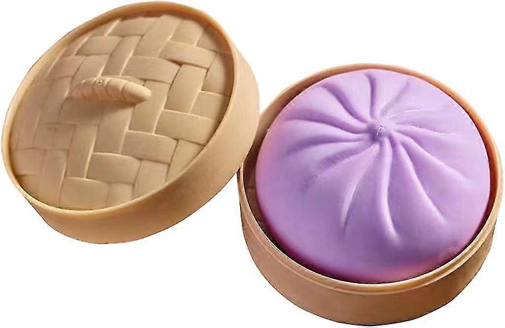 Αφράτα Dumpling Squishy, Steamed Buns Squishys με Bamboo Steamer (1τμχ, χακί)