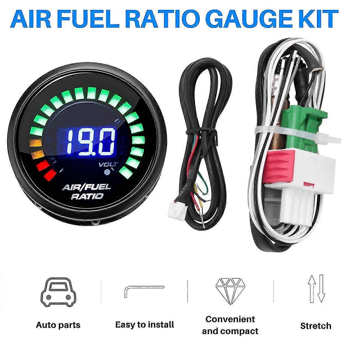 52mm Air Fuel Ratio Gauge LED Digital Display with Narrowband O2 Oxygen Sensor Car Gauge for 12V Ca