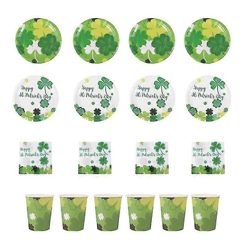 44pcs tableware accessories disposable paper plates cups napkin set one-time party supplies for st. patrick's day