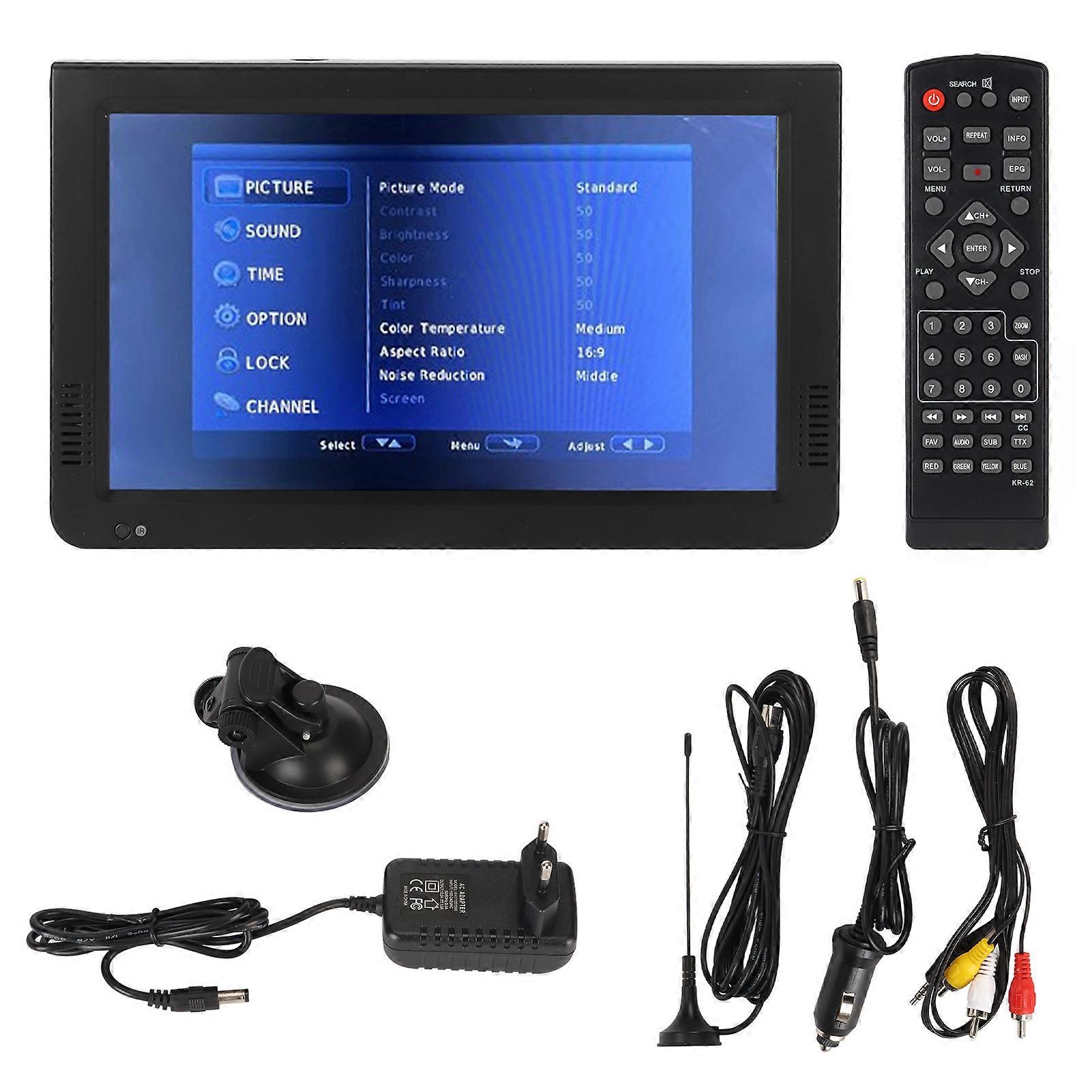 10 Inch Portable TV 16:9 TFT LED 1080P Rechargeable HD Multimedia Interface Video Player for Home Car EU Plug 100240V NO.4964