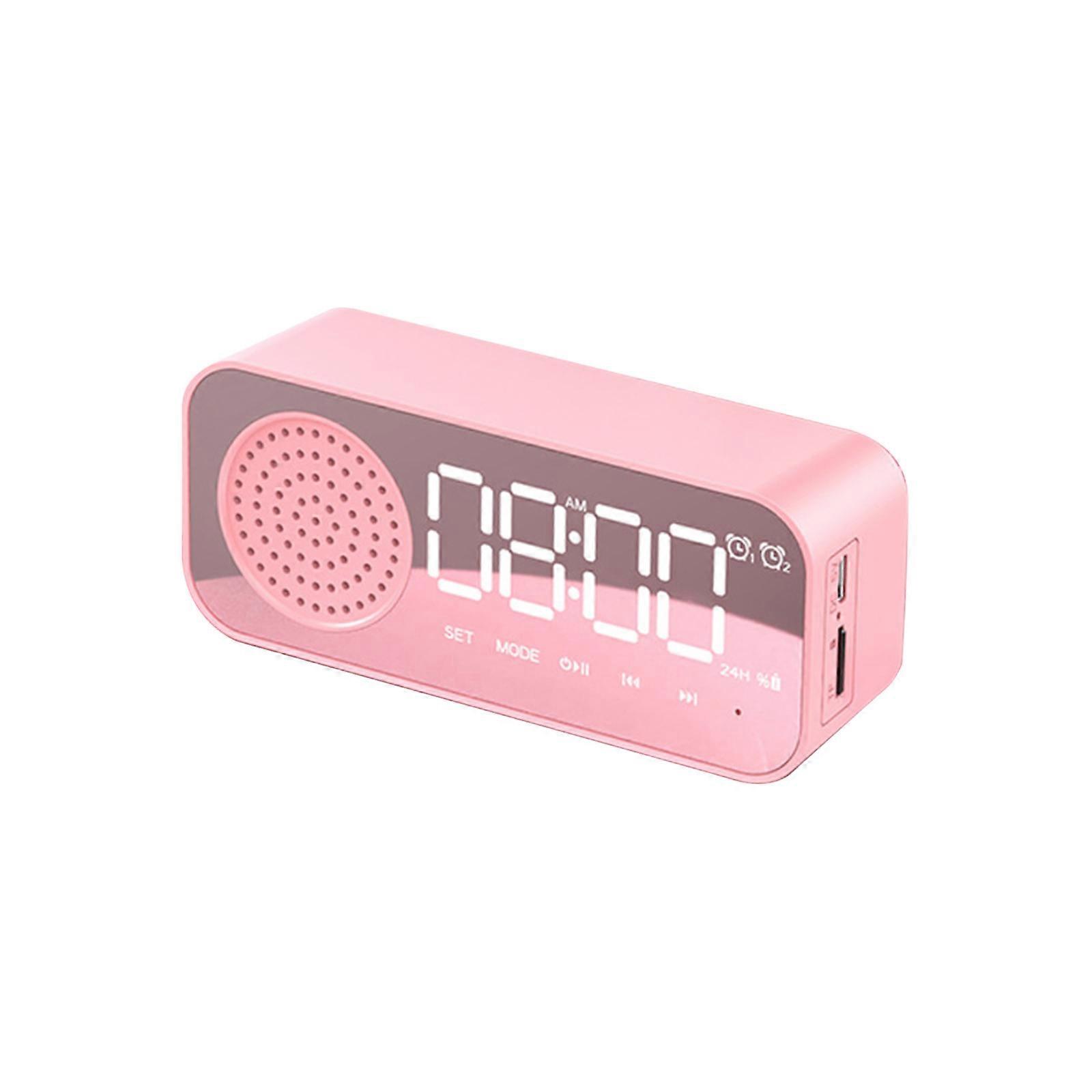 Alarm Clock For Bedroom/Office,Digital Clock With Bluetooth Speaker,Small Alarm Clock For Heavy Sleepers Adults,Mirror LED Display