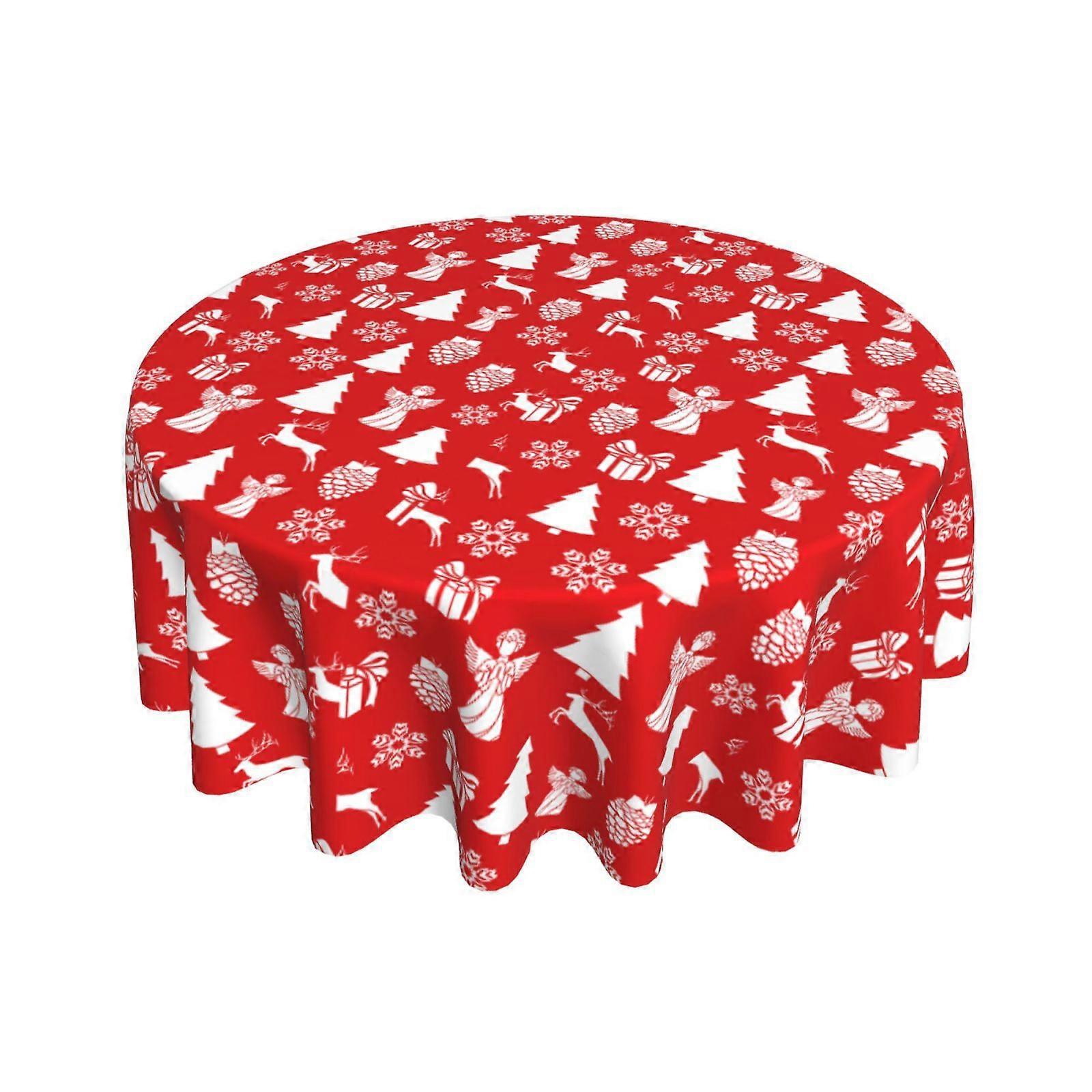 60 polegadas redonda capa de mesa de Natal Wipeable para interior e exterior toalha de mesa de decoração