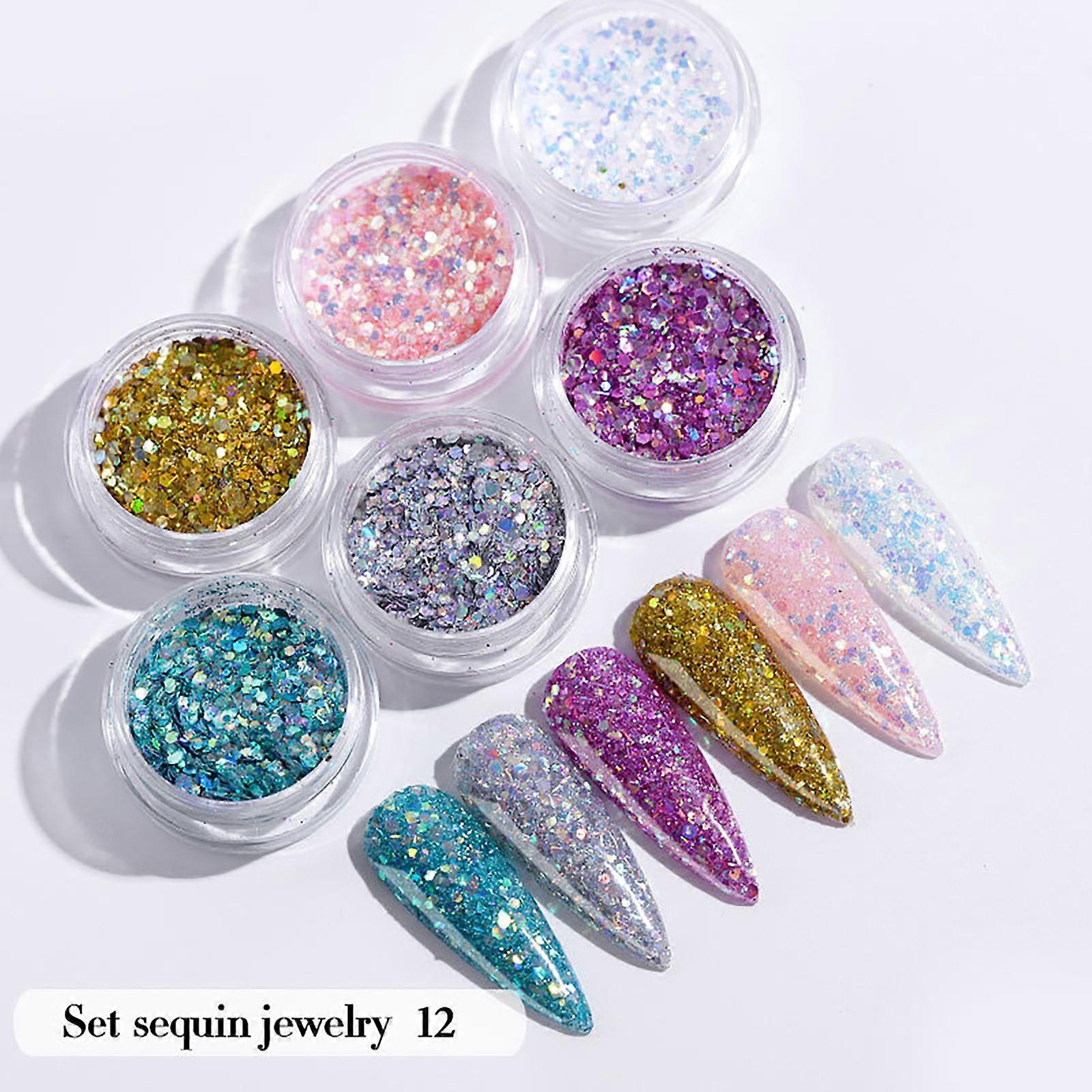 Nail Art Sequins Nails Gold And Glitter Heart-shaped Patch Set