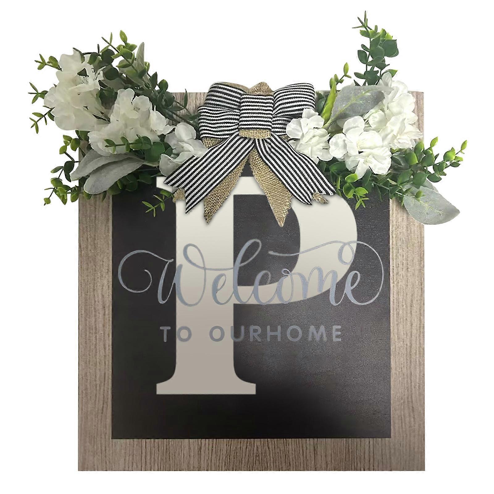 Last Name Year Round Front Door Wreath,Decorative Hanging Plaques In Front Of The Door