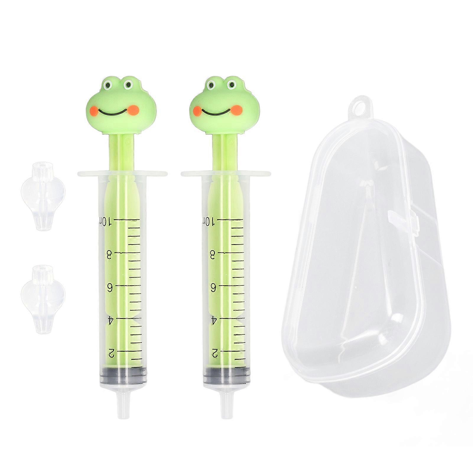 2pcs Baby Nasal Irrigator Cartoon Shaped Syringe Type Silicone Infant Nose Cleaner Rinsing Device Green Frog