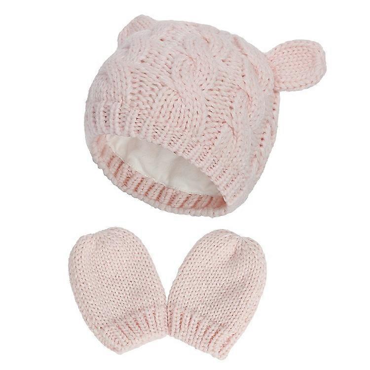 Newborn Winter Beanie Hat Gloves Set Infant Toddler Warm Knitted Hat Gloves, Unisex-Baby Beanies