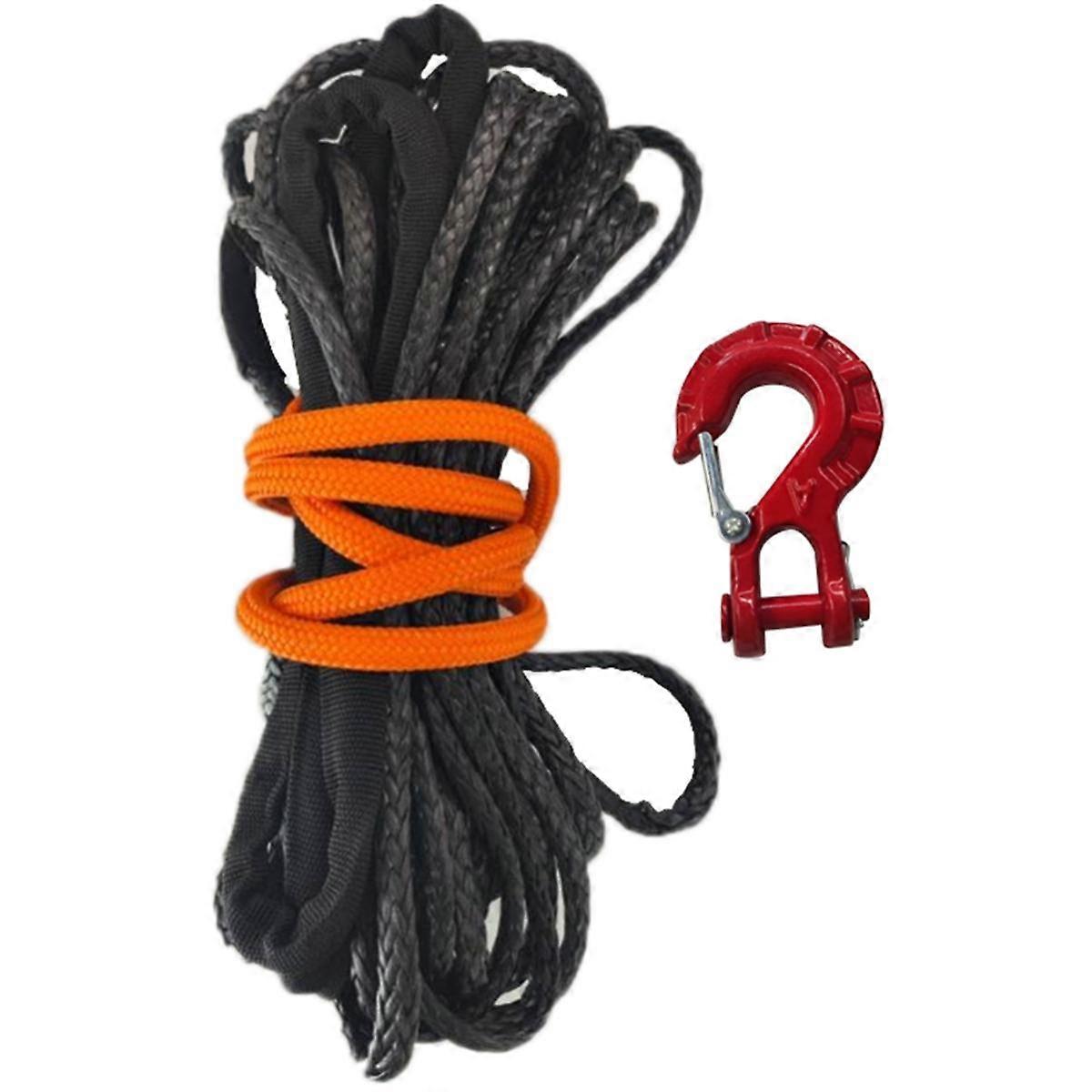 Synthetic Winch Rope Kit, Winch Hook, Pull Strap, Outdoor Traction Rescue Red