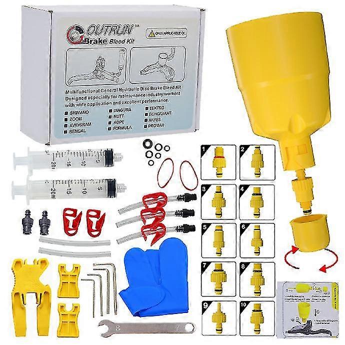 Hydraulic Brake Bleed Kit For Shimano, Sram, Avid, Magra, Tektro, Hayes Bikes - Fits All Models