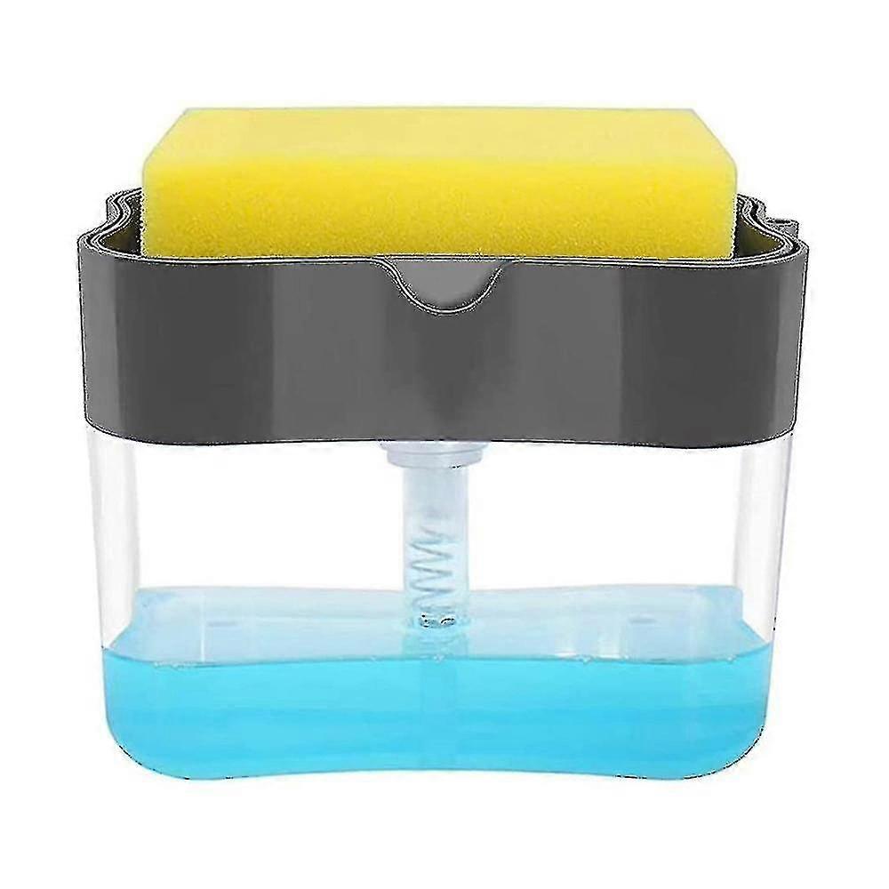 Soap Pump Dispenser And Sponge Holder, Soap Dispenser And Sponge Caddy For Kitchen Sink, Dishwashing Soap Sponge Caddy