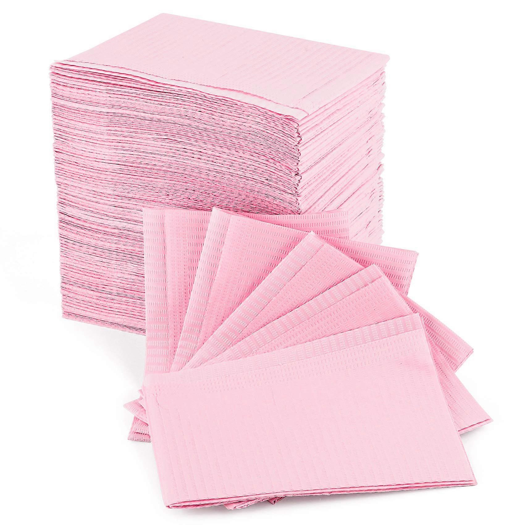 125pcs Baberos Dentales Desechables Impermeables (Rosa)