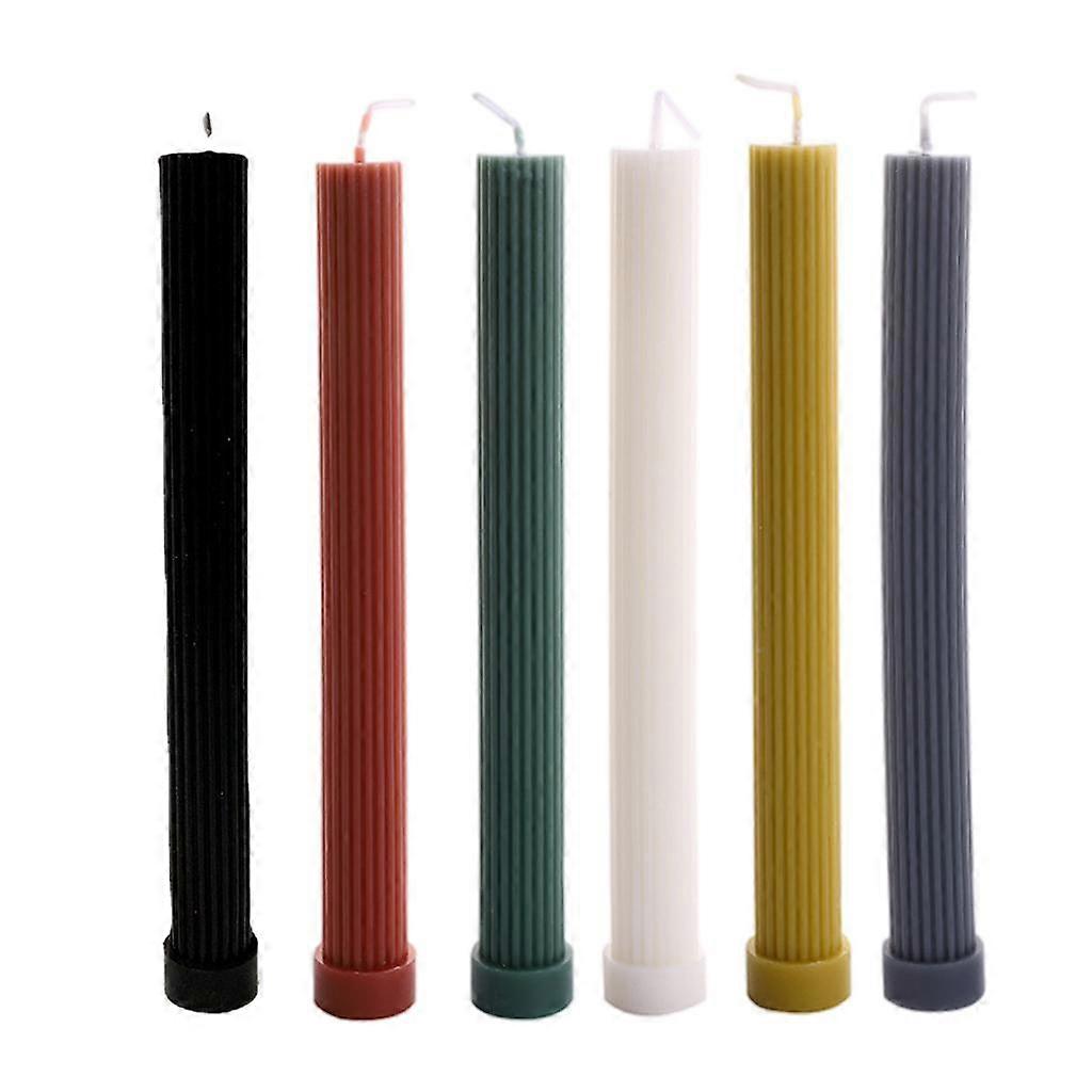 6 Pcs Candy Solid Color Candles Long Stick Scented for Weddings Decoration