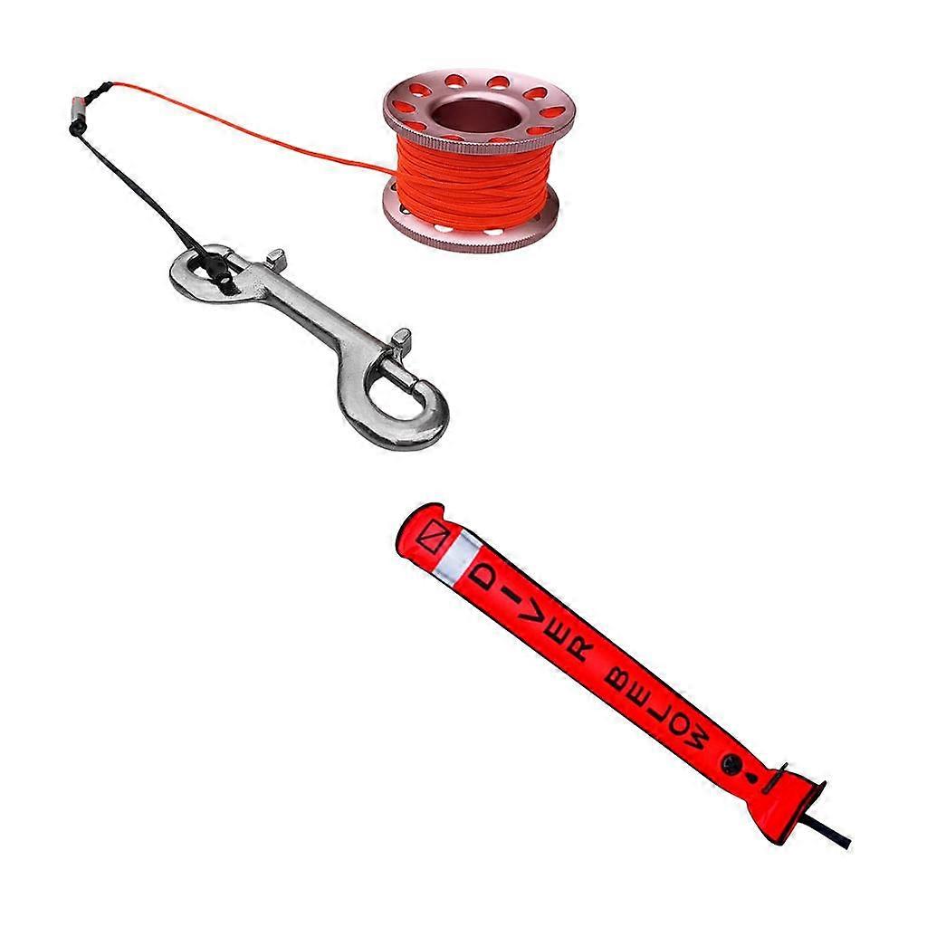 Scuba Diving SMB Surface Marker Buoy Signal Tube with Dive Reel Spool Pink