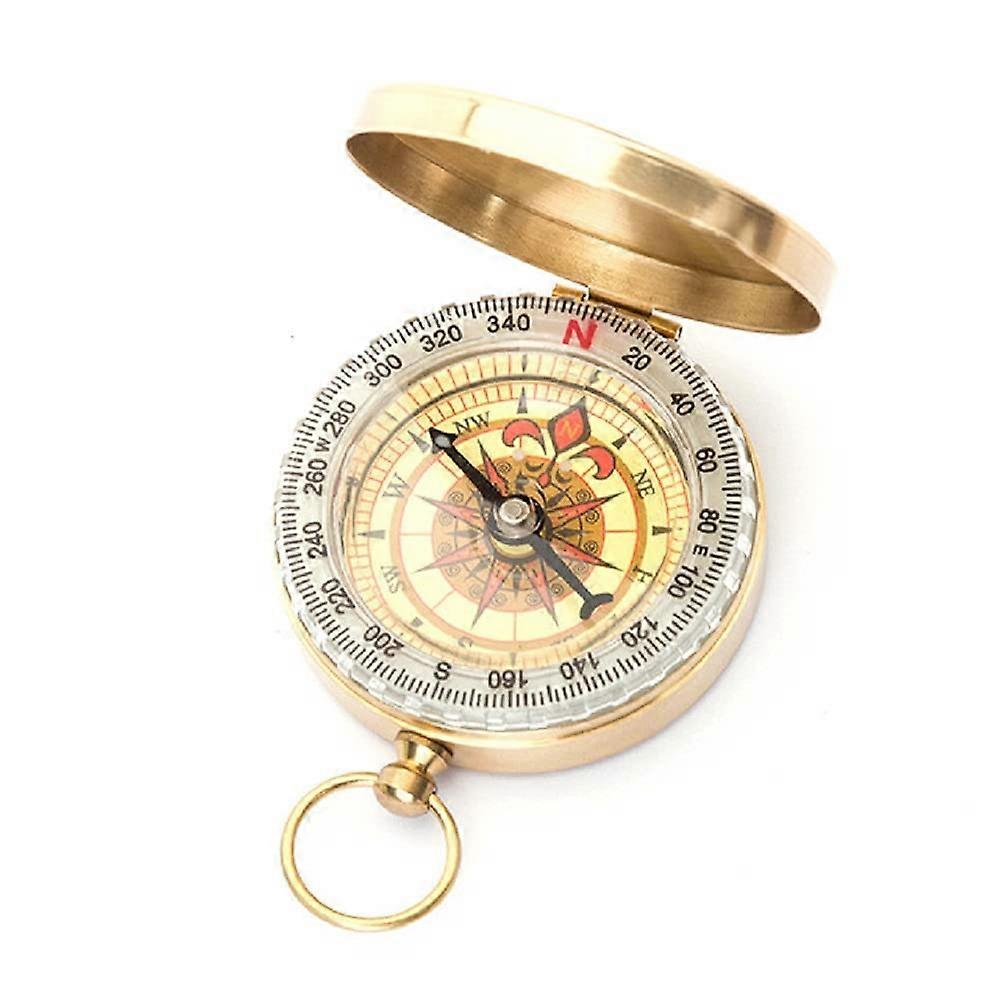 Compass for Navigation, Vintage Pocket Compass with Luminous Function, Pure Copper Shell, Waterproof Military