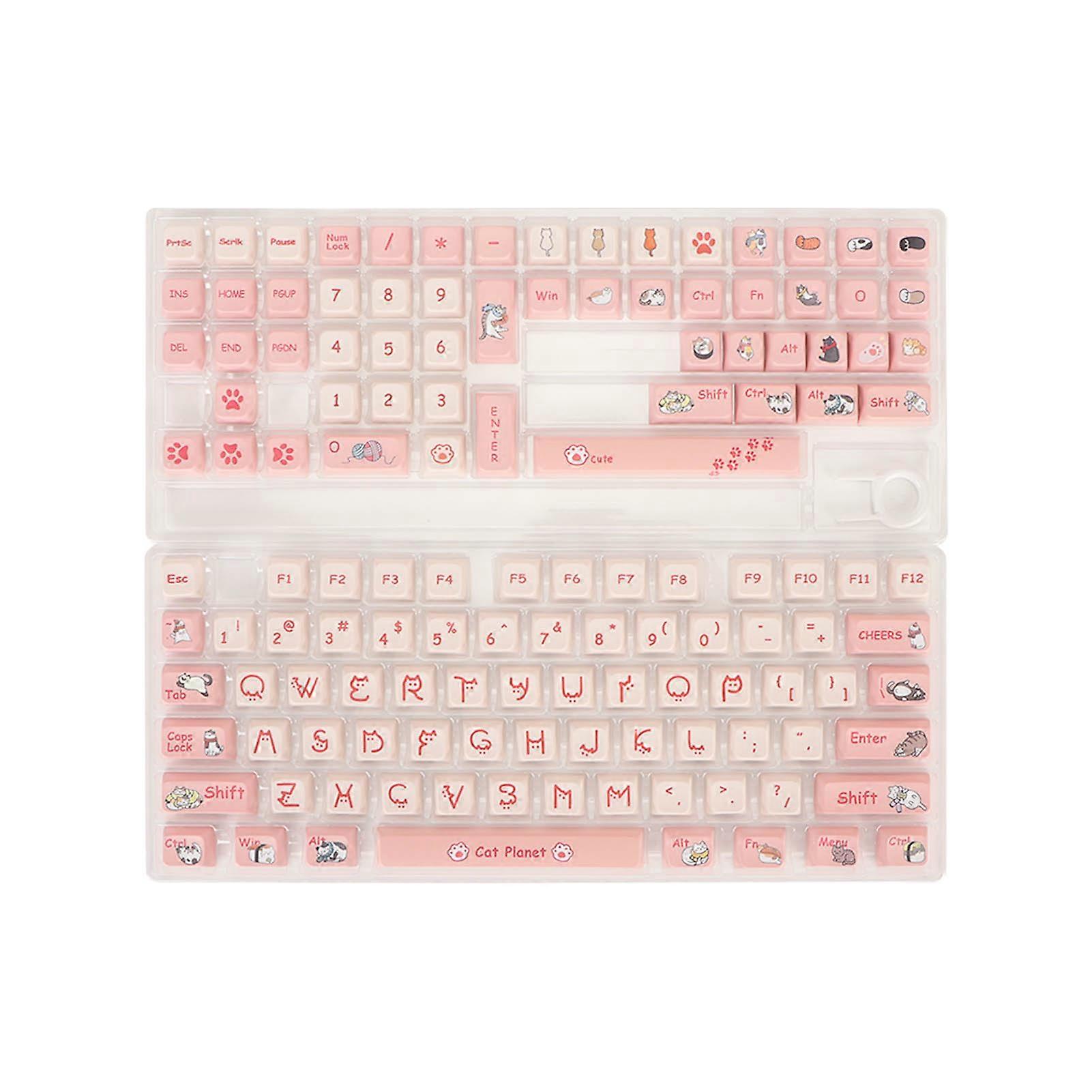 PBT Keyboard Keycaps 131 Keys Cartoon Dye Sublimation Contrast Colors Mechanical Keyboard Keycaps for PC Gaming DIY