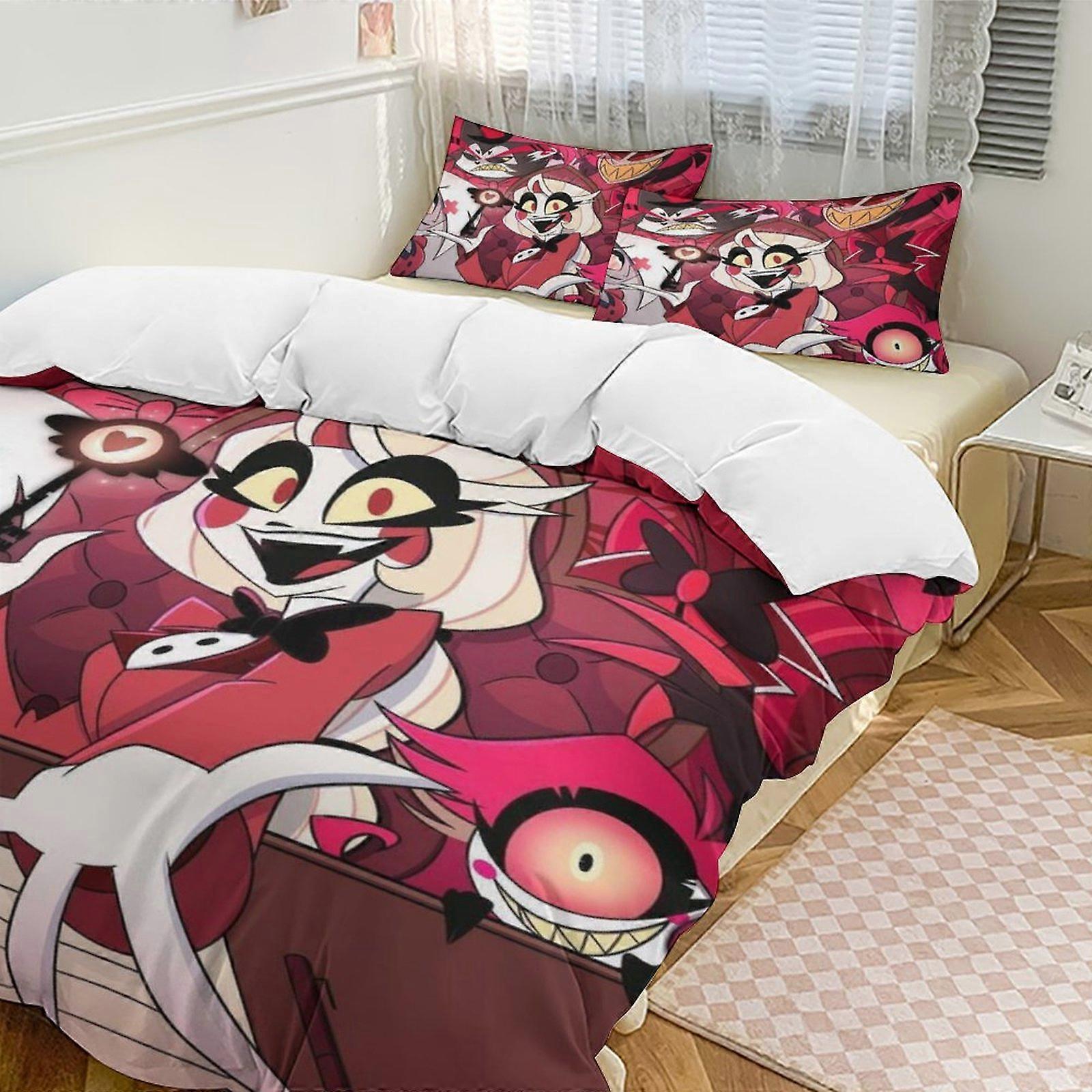 Påslakanset HL317 Hazbin Hotel påslakan i dun Sängkläder i mikrofiber, 1 påslakan i dun och 2 örngott XN317